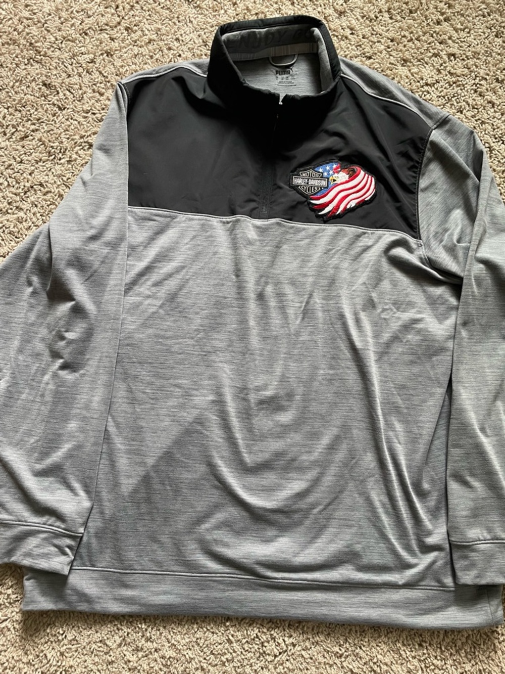 Puma-Harley Davidson Men’s 1/4 Zip Hoodie Sz Xl in gently used condition